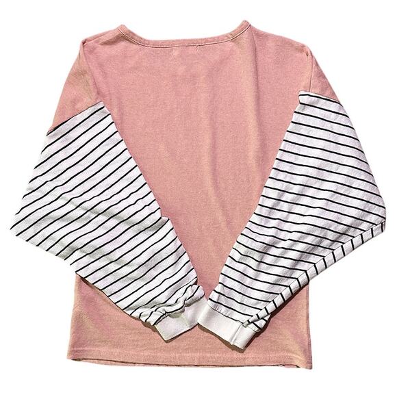 AndTheWhy Round Neck Colorblock Pink Long Sleeve T-Shirt Small - Picture 4 of 6